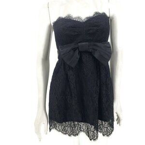 Nanette Lepore Black Lace Bustier Top Womens 8 Strapless Corset Blouse